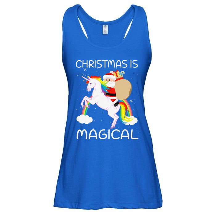 Christmas Is Magical Santa Claus Riding Unicorn Funny Gifts Ladies Essential Flowy Tank