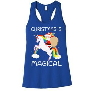 Christmas Is Magical Santa Claus Riding Unicorn Funny Gifts Women's Racerback Tank