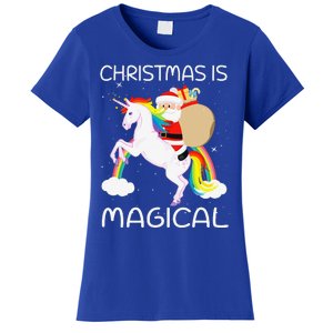 Christmas Is Magical Santa Claus Riding Unicorn Funny Gifts Women's T-Shirt