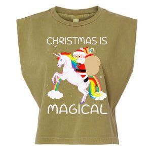 Christmas Is Magical Santa Claus Riding Unicorn Funny Gifts Garment-Dyed Women's Muscle Tee