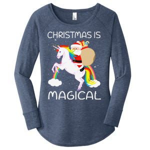 Christmas Is Magical Santa Claus Riding Unicorn Funny Gifts Women's Perfect Tri Tunic Long Sleeve Shirt