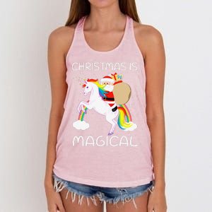 Christmas Is Magical Santa Claus Riding Unicorn Funny Gifts Women's Knotted Racerback Tank