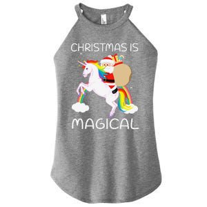 Christmas Is Magical Santa Claus Riding Unicorn Funny Gifts Women's Perfect Tri Rocker Tank