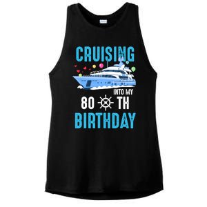 Cruising Into My 80 Year Old Cruise Birthday 80th Funny Ladies PosiCharge Tri-Blend Wicking Tank