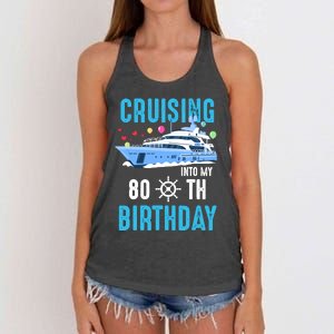 Cruising Into My 80 Year Old Cruise Birthday 80th Funny Women's Knotted Racerback Tank