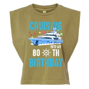 Cruising Into My 80 Year Old Cruise Birthday 80th Funny Garment-Dyed Women's Muscle Tee