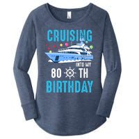 Cruising Into My 80 Year Old Cruise Birthday 80th Funny Women's Perfect Tri Tunic Long Sleeve Shirt