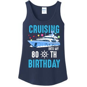 Cruising Into My 80 Year Old Cruise Birthday 80th Funny Ladies Essential Tank