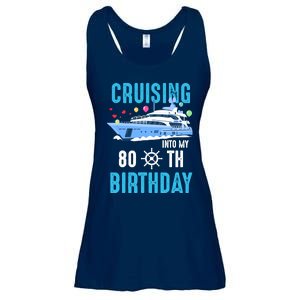 Cruising Into My 80 Year Old Cruise Birthday 80th Funny Ladies Essential Flowy Tank