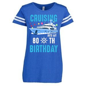 Cruising Into My 80 Year Old Cruise Birthday 80th Funny Enza Ladies Jersey Football T-Shirt