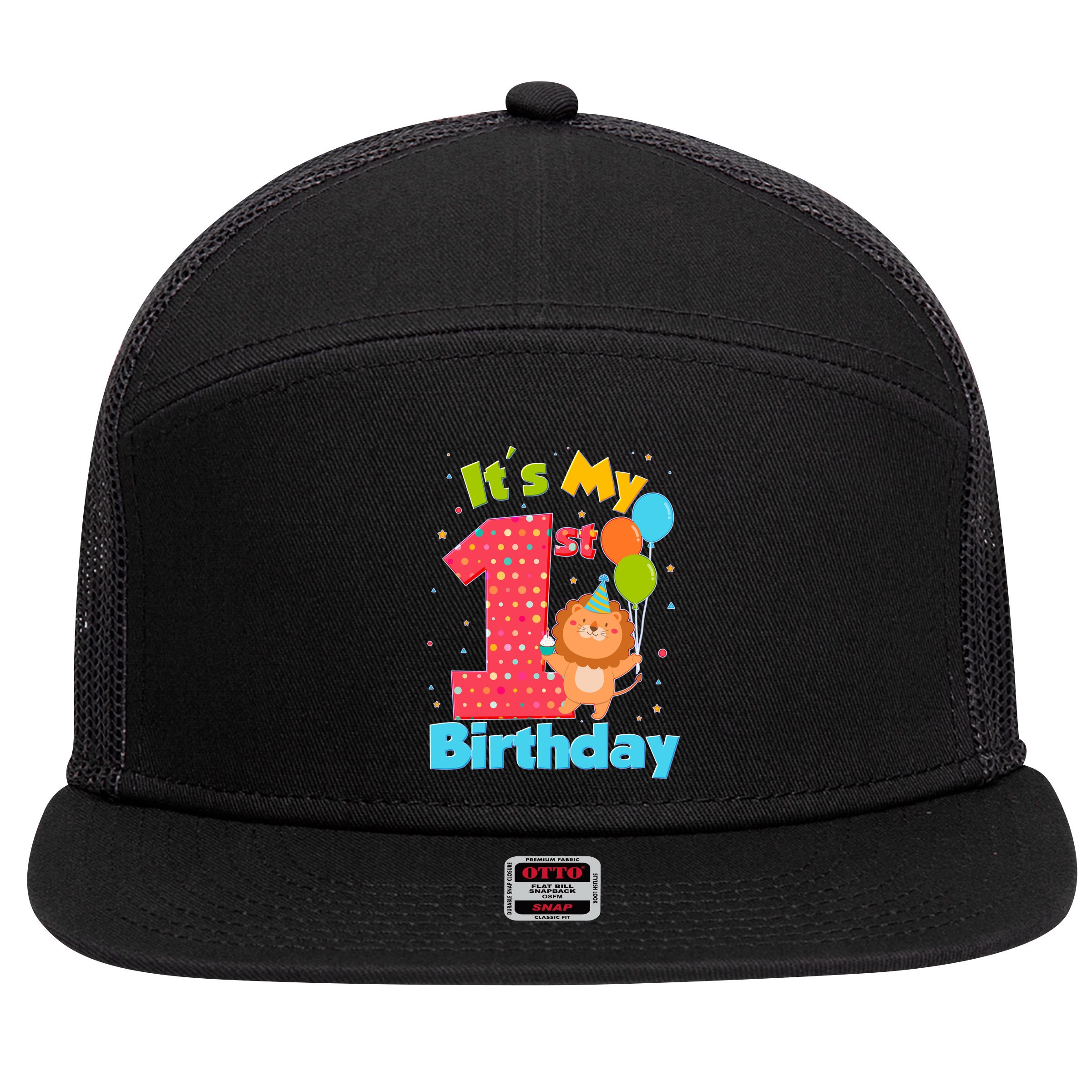 Cute It's My First 1st Birthday 7 Panel Mesh Trucker Snapback Hat