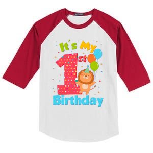 Cute It's My First 1st Birthday Kids Colorblock Raglan Jersey