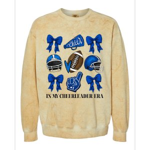 Cheer In My Cheerleader Era Cheer Coquette Football Colorblast Crewneck Sweatshirt