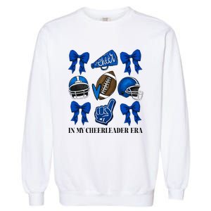 Cheer In My Cheerleader Era Cheer Coquette Football Garment-Dyed Sweatshirt