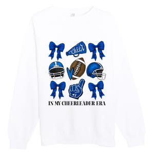 Cheer In My Cheerleader Era Cheer Coquette Football Premium Crewneck Sweatshirt