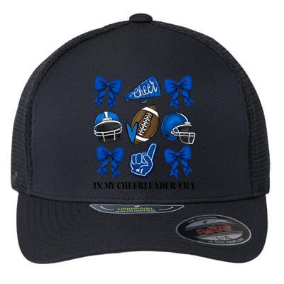 Cheer In My Cheerleader Era Cheer Coquette Football Flexfit Unipanel Trucker Cap