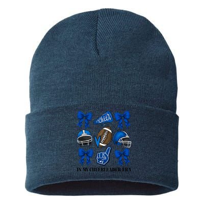 Cheer In My Cheerleader Era Cheer Coquette Football Sustainable Knit Beanie