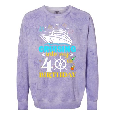 Cruising Into My 40th Birthday 40 Year Old Cruise Birthday Colorblast Crewneck Sweatshirt