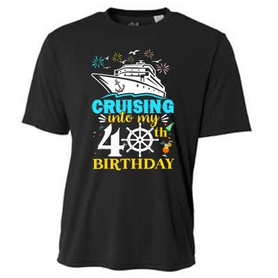 Cruising Into My 40th Birthday 40 Year Old Cruise Birthday Cooling Performance Crew T-Shirt