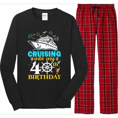 Cruising Into My 40th Birthday 40 Year Old Cruise Birthday Long Sleeve Pajama Set