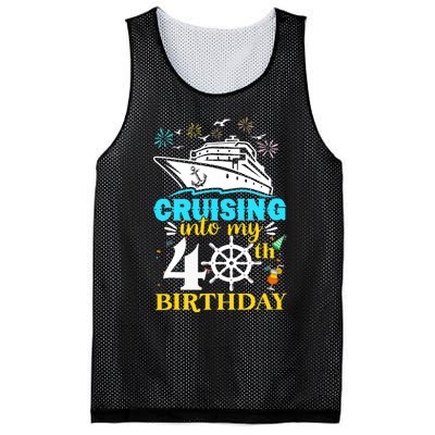 Cruising Into My 40th Birthday 40 Year Old Cruise Birthday Mesh Reversible Basketball Jersey Tank