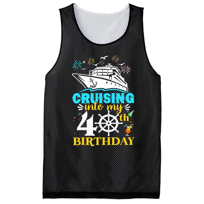 Cruising Into My 40th Birthday 40 Year Old Cruise Birthday Mesh Reversible Basketball Jersey Tank