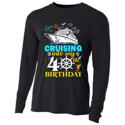 Cruising Into My 40th Birthday 40 Year Old Cruise Birthday Cooling Performance Long Sleeve Crew