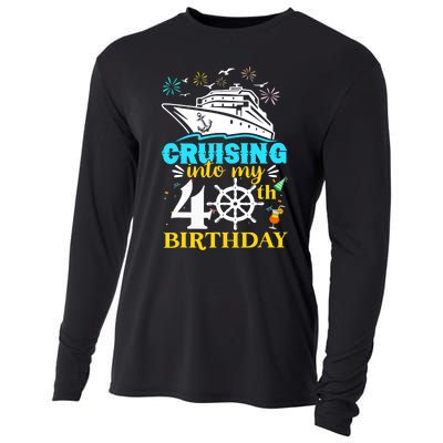 Cruising Into My 40th Birthday 40 Year Old Cruise Birthday Cooling Performance Long Sleeve Crew