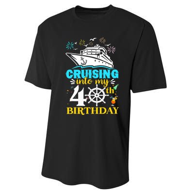 Cruising Into My 40th Birthday 40 Year Old Cruise Birthday Performance Sprint T-Shirt