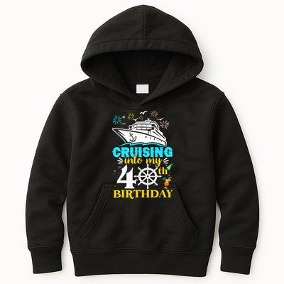Cruising Into My 40th Birthday 40 Year Old Cruise Birthday Kids Hoodie