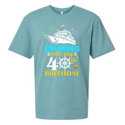 Cruising Into My 40th Birthday 40 Year Old Cruise Birthday Sueded Cloud Jersey T-Shirt