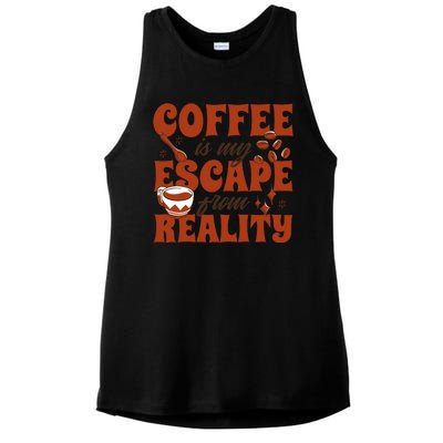 Coffee Is My Escape From Reality Caffeine Lover Ladies PosiCharge Tri-Blend Wicking Tank