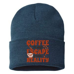 Coffee Is My Escape From Reality Caffeine Lover Sustainable Knit Beanie