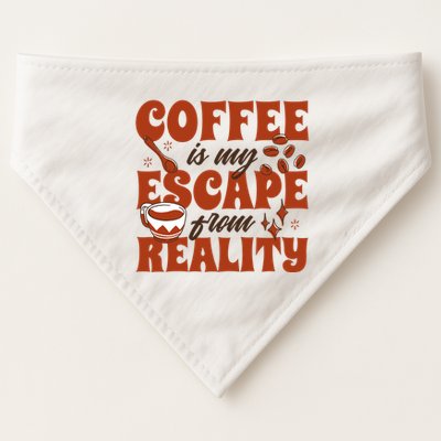 Coffee Is My Escape From Reality Caffeine Lover USA-Made Doggie Bandana