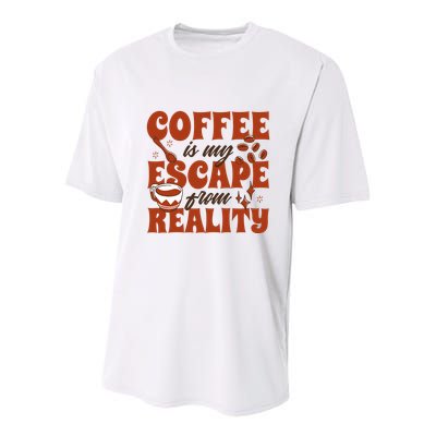 Coffee Is My Escape From Reality Caffeine Lover Youth Performance Sprint T-Shirt