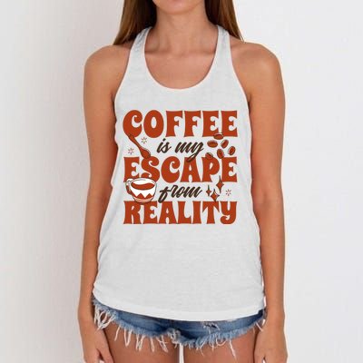 Coffee Is My Escape From Reality Caffeine Lover Women's Knotted Racerback Tank