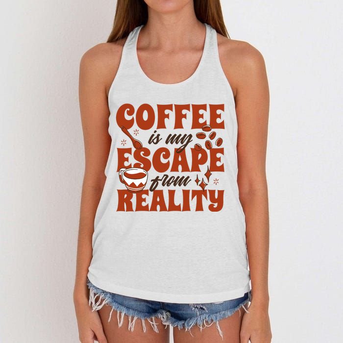 Coffee Is My Escape From Reality Caffeine Lover Women's Knotted Racerback Tank