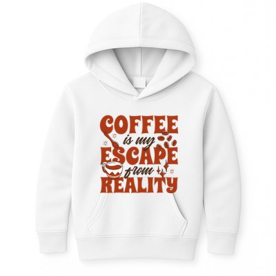 Coffee Is My Escape From Reality Caffeine Lover Kids Hoodie