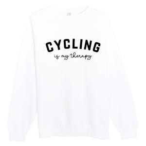 Cycling Is My Therapy Premium Crewneck Sweatshirt