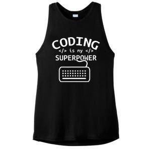 Coding Is My Superpower Coder Code Software Programmer Ladies PosiCharge Tri-Blend Wicking Tank