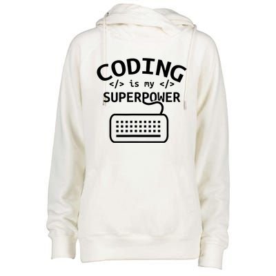 Coding Is My Superpower Coder Code Software Programmer Womens Funnel Neck Pullover Hood