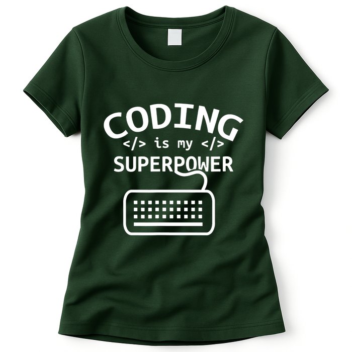 Coding Is My Superpower Coder Code Software Programmer Women's T-Shirt