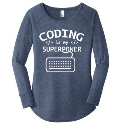 Coding Is My Superpower Coder Code Software Programmer Women's Perfect Tri Tunic Long Sleeve Shirt