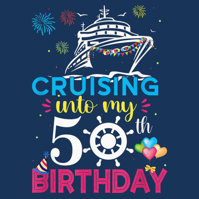 Cruising Into My 50th Birthday Cruise Party Cruise Crew 7 Panel Mesh Trucker Snapback Hat