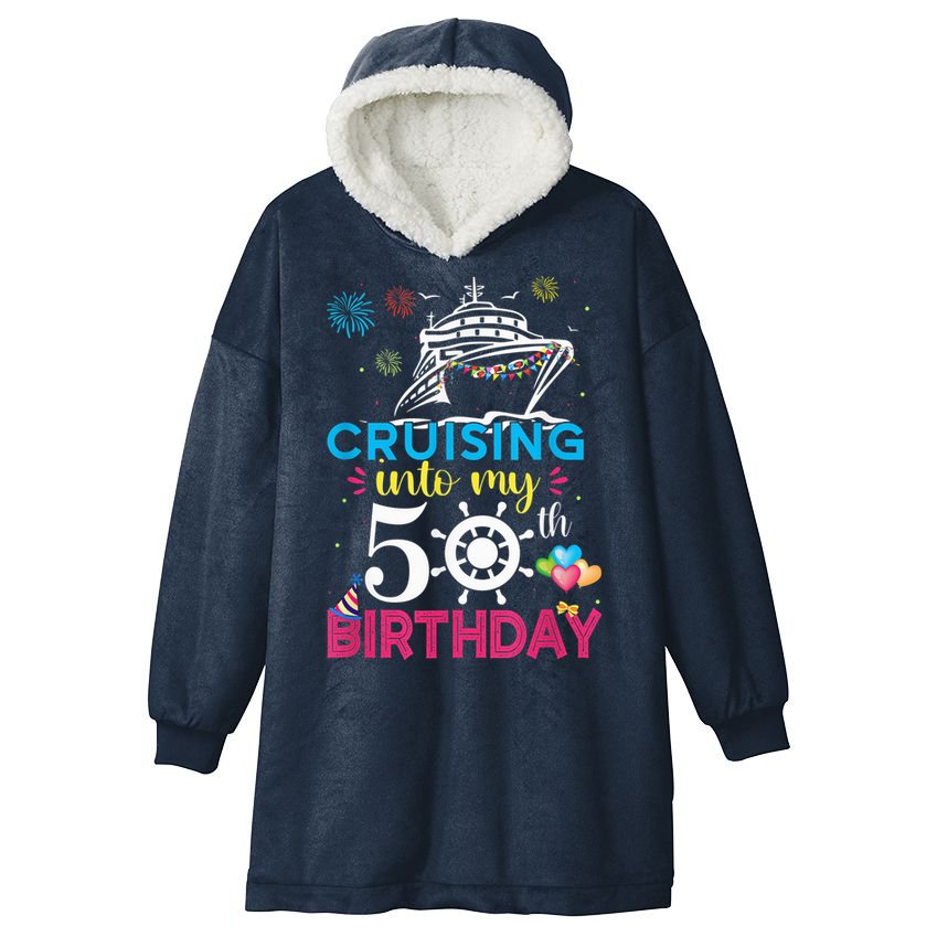 Cruising Into My 50th Birthday Cruise Party Cruise Crew Hooded Wearable Blanket