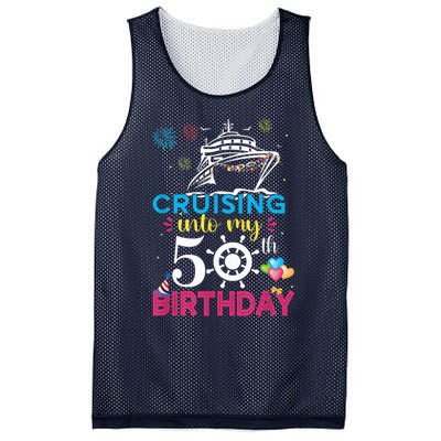 Cruising Into My 50th Birthday Cruise Party Cruise Crew Mesh Reversible Basketball Jersey Tank