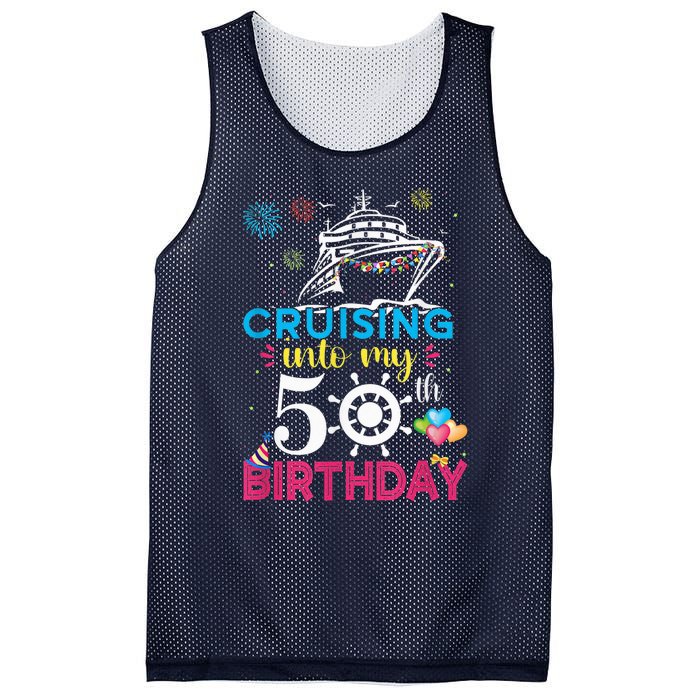 Cruising Into My 50th Birthday Cruise Party Cruise Crew Mesh Reversible Basketball Jersey Tank