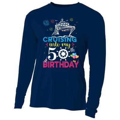 Cruising Into My 50th Birthday Cruise Party Cruise Crew Cooling Performance Long Sleeve Crew