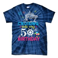 Cruising Into My 50th Birthday Cruise Party Cruise Crew Tie-Dye T-Shirt