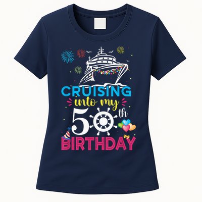 Cruising Into My 50th Birthday Cruise Party Cruise Crew Womens T-Shirt